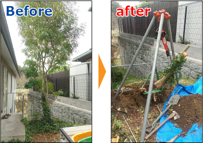 ちょっとしたスペースの除草シート貼り